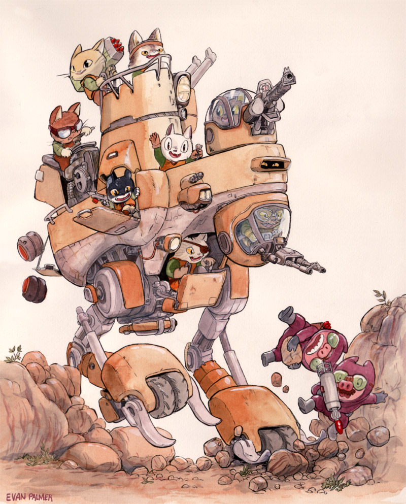 Illustration for article titled These Cartoon Animals Are The Most Adorable Mech Pilots In The Universe